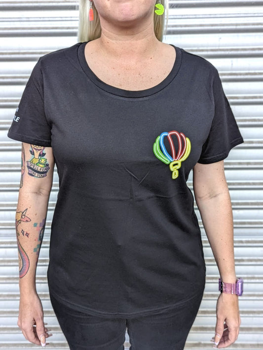 Otherside Women's Scoop Tee - Black Neon Balloon